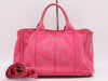PRADA Canvas Canapa Tote #M Handbag, 2-Way, Fuchsia, with Shoulder Strap