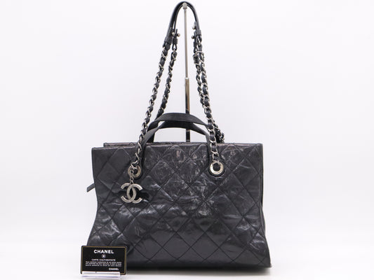 CHANEL Matelasse Caviar Leather Chain Tote Bag Black Card 18215968 Tote Bag
