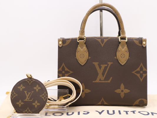 LOUIS VUITTON M46373 Reverse On the Go PM Monogram Giant Handbag RFID Verified No Serial Tag