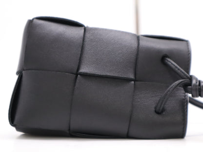 BOTTEGA VENETA Intrecciato Large Cassette Mini Black Shoulder Bag with Dust Bag