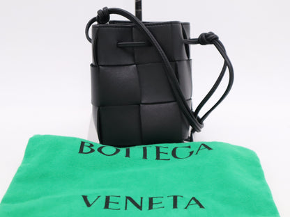 BOTTEGA VENETA Intrecciato Large Cassette Mini Black Shoulder Bag with Dust Bag
