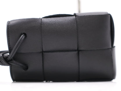 BOTTEGA VENETA Intrecciato Large Cassette Mini Black Shoulder Bag with Dust Bag
