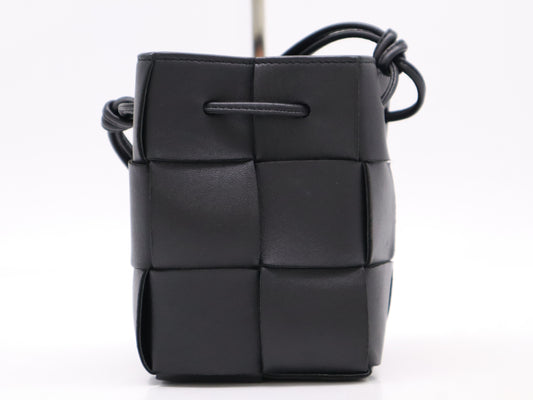 BOTTEGA VENETA Intrecciato Large Cassette Mini Black Shoulder Bag with Dust Bag