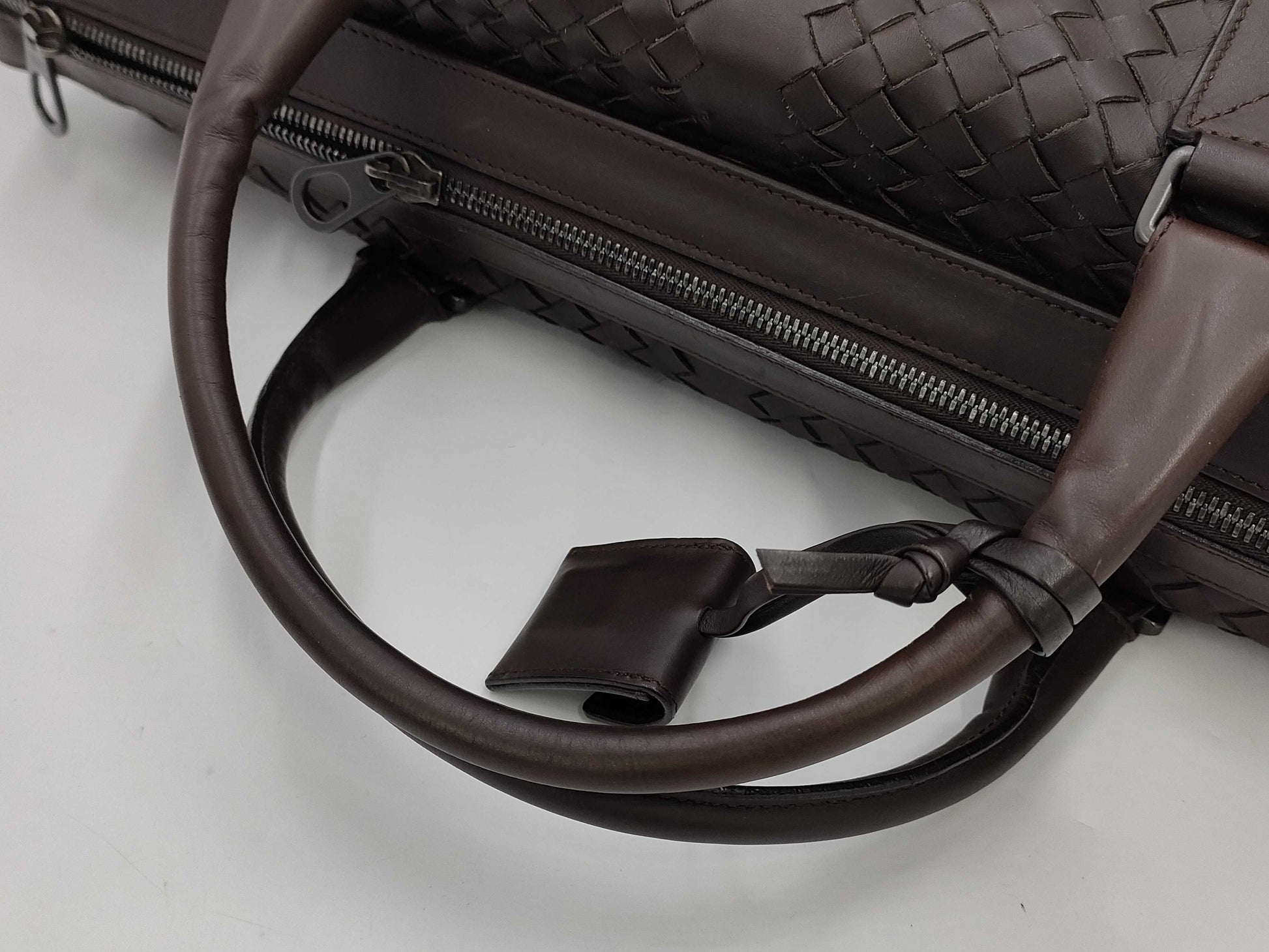 BOTTEGA VENETA Intrecciato Boston Bag, 2-Way Leather, Brown, with Strap, Dust Bag, Cloche, Padlock, and Key