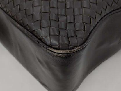 BOTTEGA VENETA Intrecciato Briefcase, 2-Way Leather, Brown, with Strap, Cloche, Padlock, Key, and Dust Bag