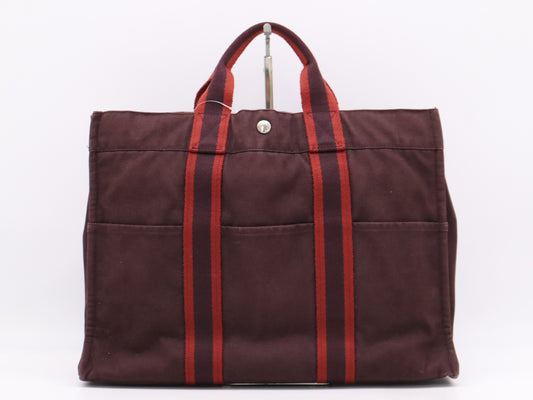 BALENCIAGA Canvas Foule Tote MM Bordeaux Handbag