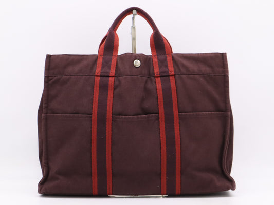 BALENCIAGA Canvas Foule Tote MM Bordeaux Handbag