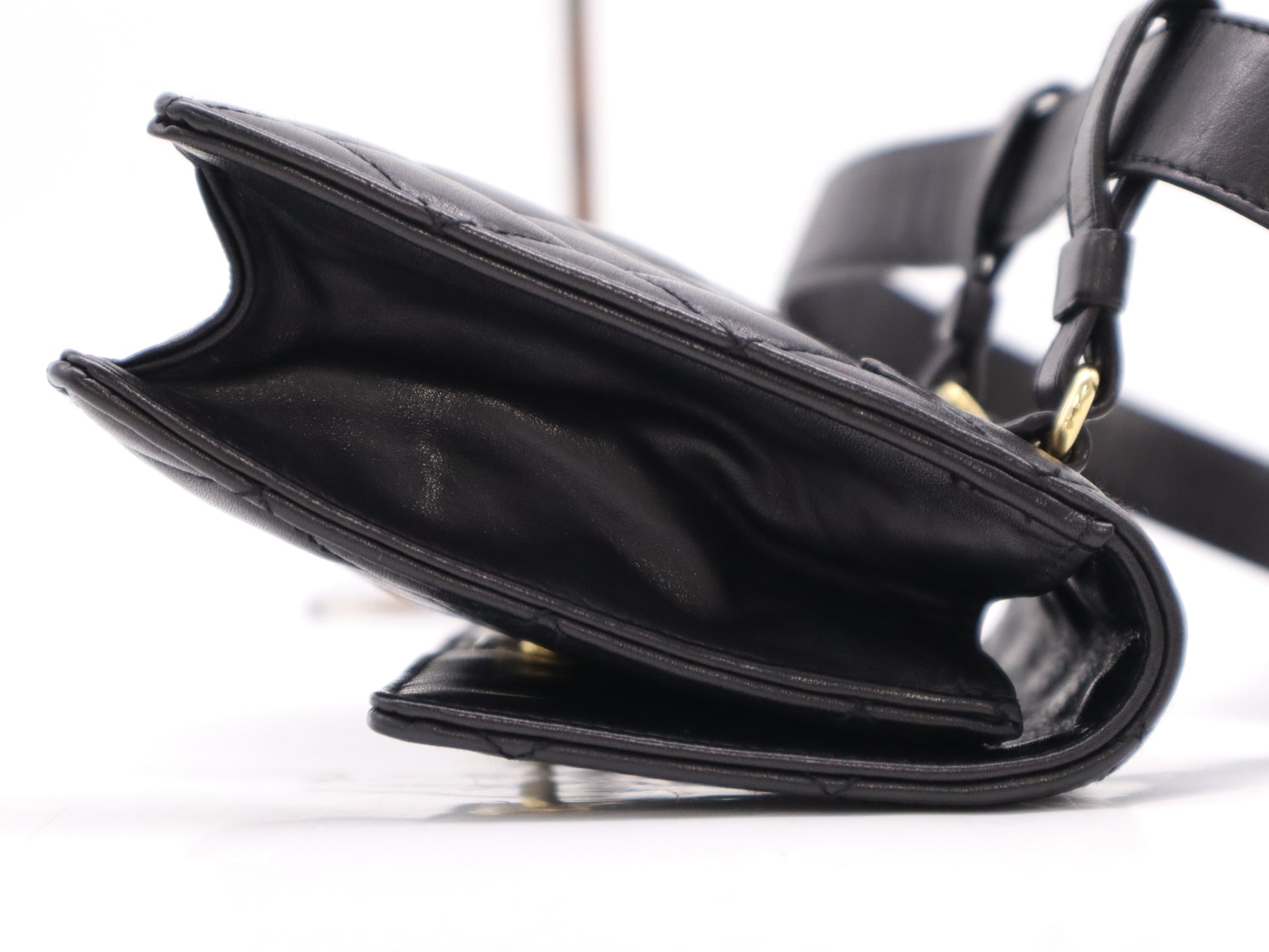 CHANEL Lambskin Waist Bag, Black, with Dust Bag, Seal, 1965557