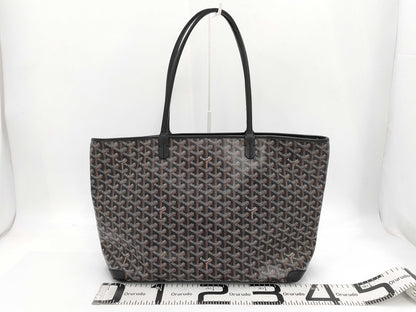 GOYARD Artois MM Tote Bag, Goyardine Canvas, Chevroche Calfskin Leather, Black Tote Bag