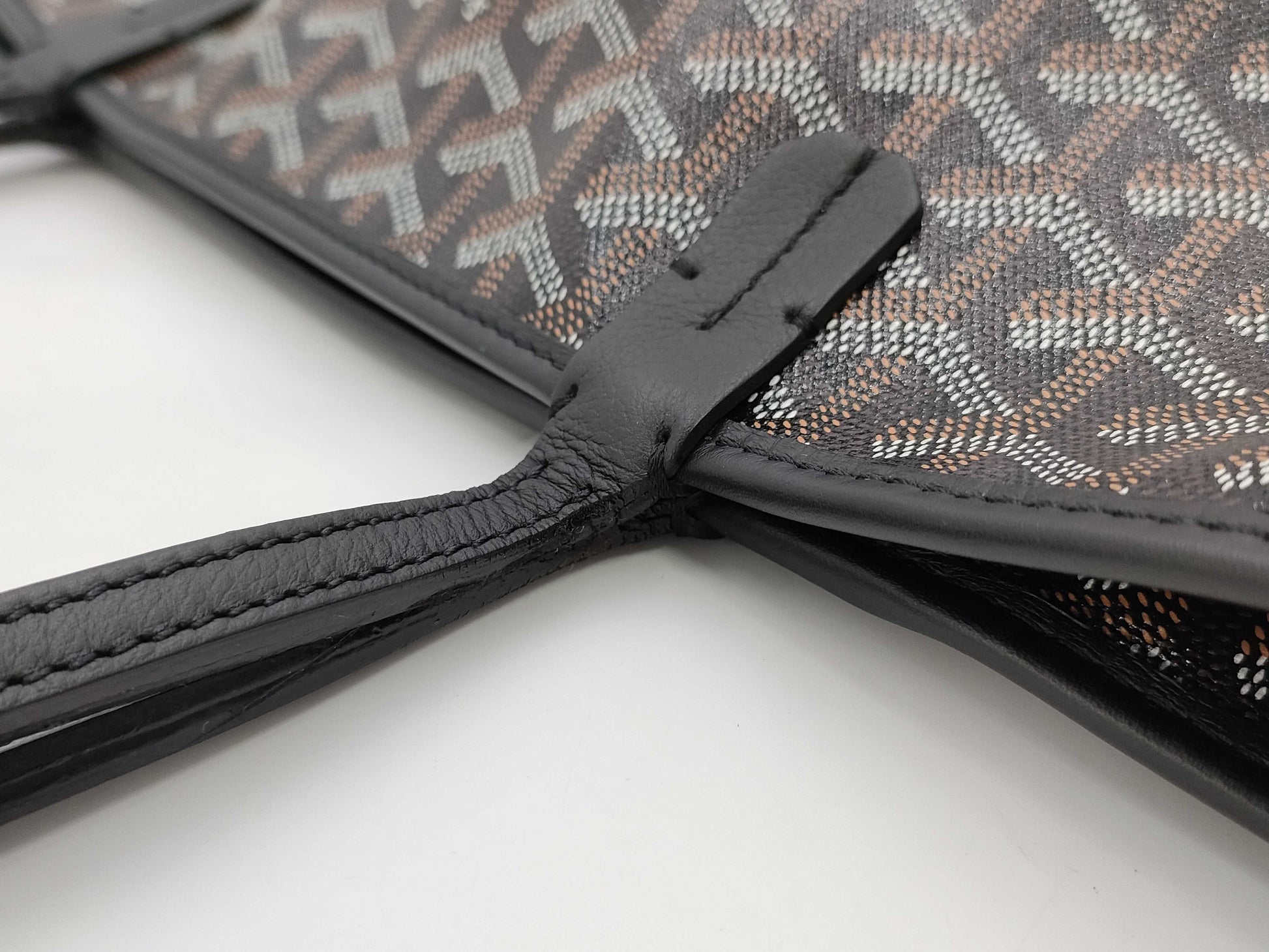 GOYARD Artois MM Tote Bag, Goyardine Canvas, Chevroche Calfskin Leather, Black Tote Bag