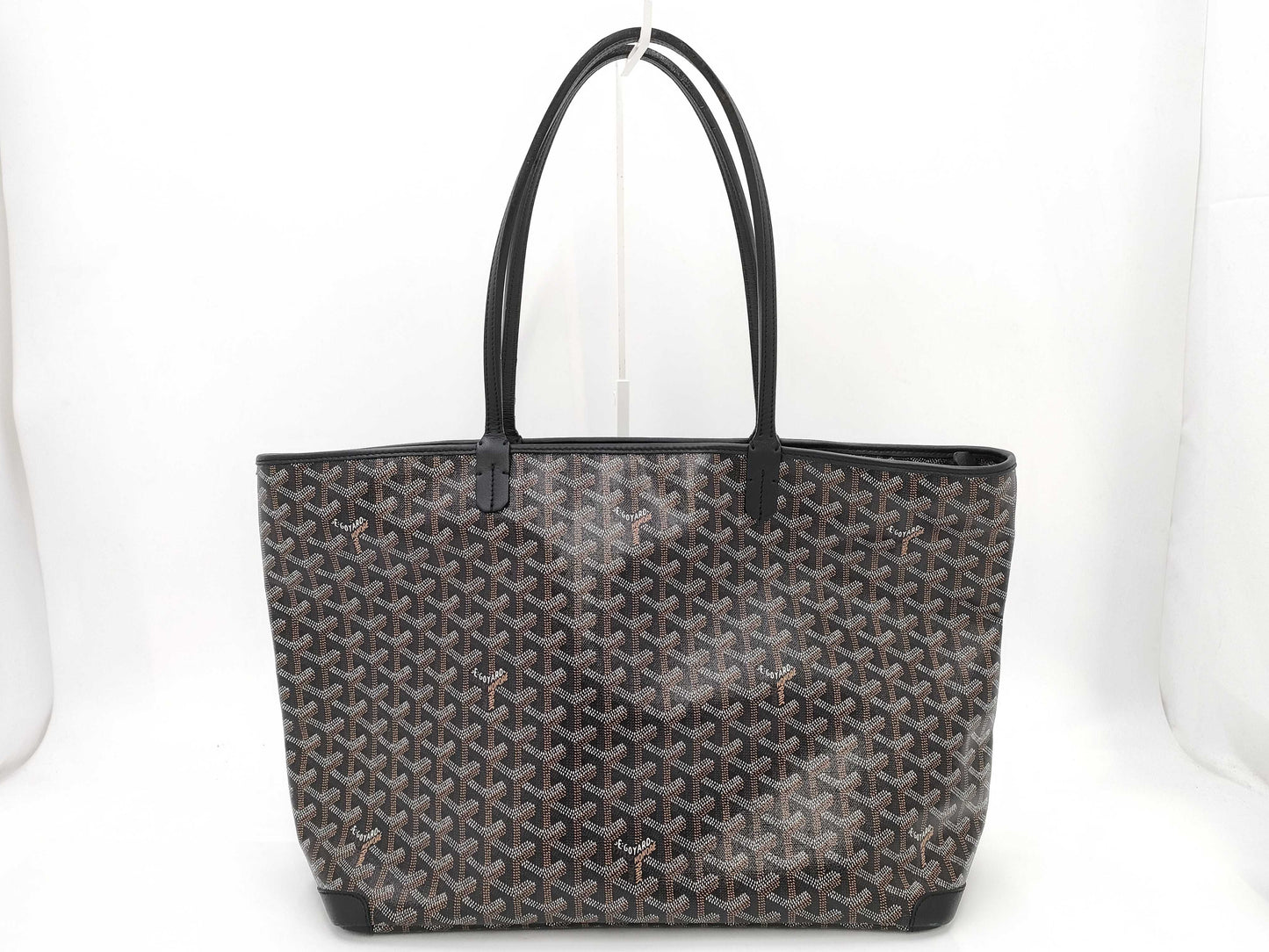 GOYARD Artois MM Tote Bag, Goyardine Canvas, Chevroche Calfskin Leather, Black Tote Bag
