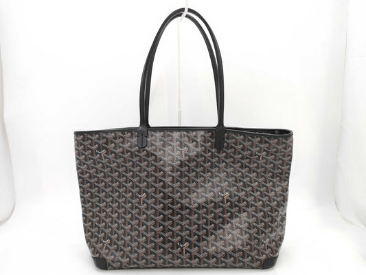 GOYARD Artois MM Tote Bag, Goyardine Canvas, Chevroche Calfskin Leather, Black Tote Bag