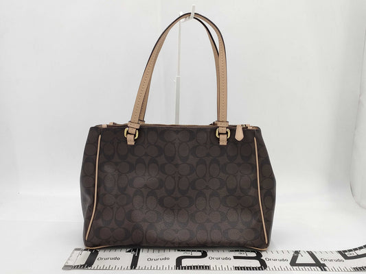 COACH Signature F32838 Signature 2-Way Tote Bag, PVC/Leather? Brown, with Strap, Handbag
