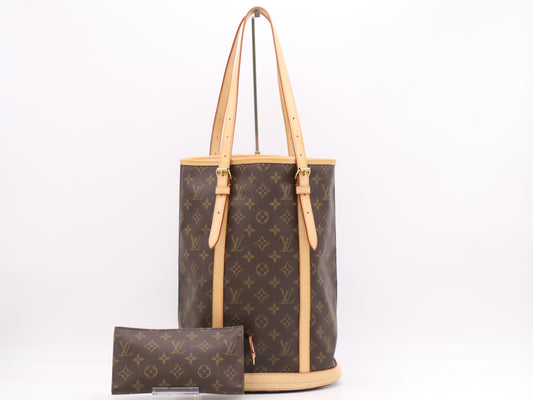 LOUIS VUITTON M42236 Monogram Bucket GM Tote Bag with Pouch
