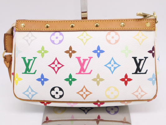 LOUIS VUITTON M92649 Multicolor Pochette Accessoires Blanc with Dust Bag