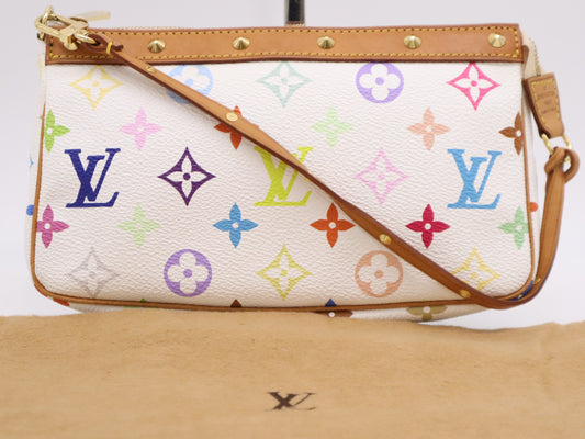 LOUIS VUITTON M92649 Multicolor Pochette Accessoires Blanc with Dust Bag