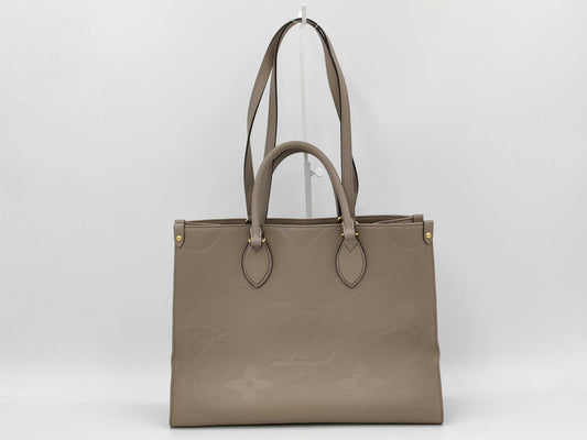 LOUIS VUITTON Monogram Empreinte M45607 Empreinte Giant on the Go MM Tourterelle RFID Verified Handbag