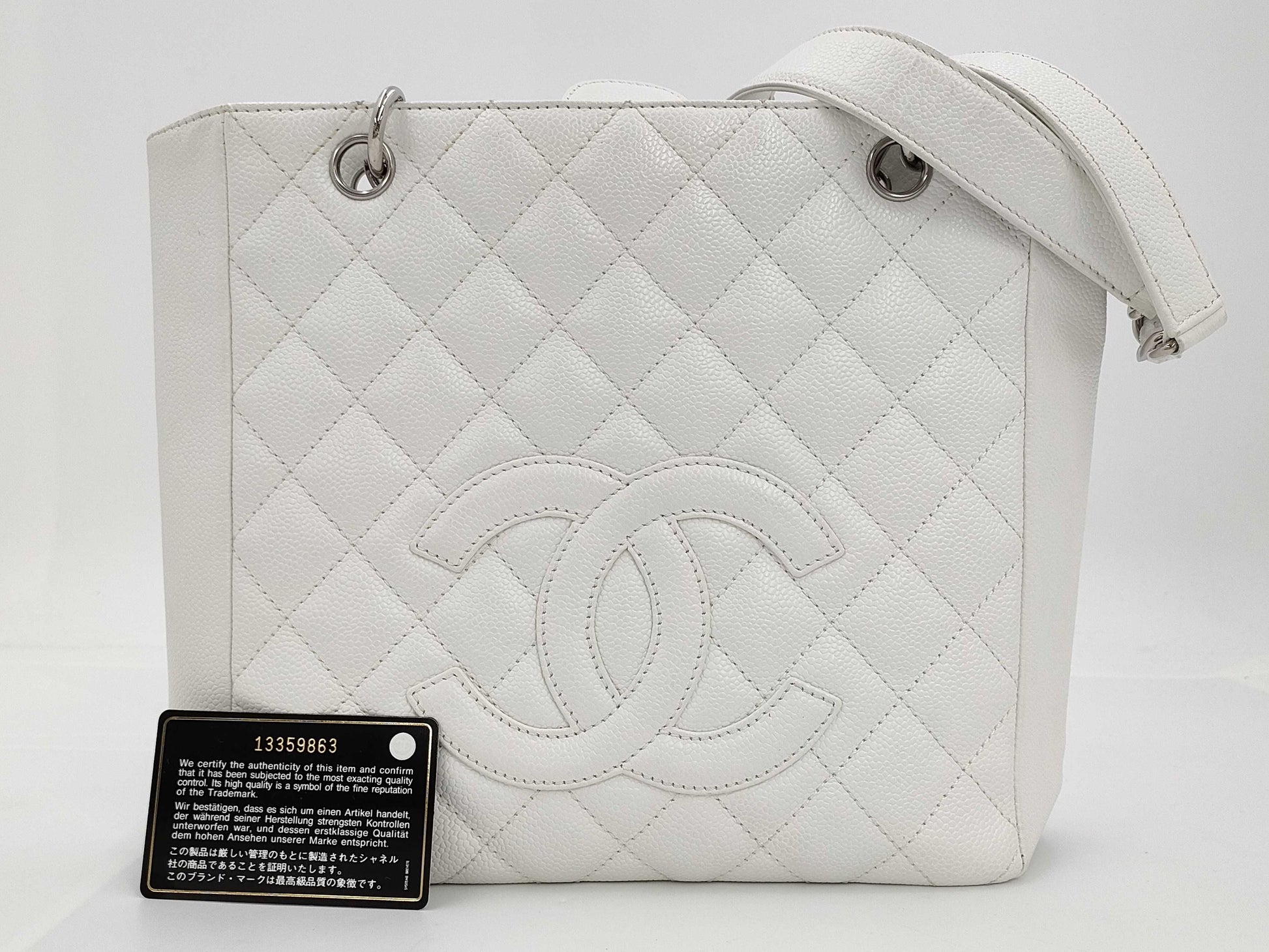 CHANEL Caviar Skin Matelasse Chain Shoulder Bag with White Card and Seal 13359863 Tote Bag