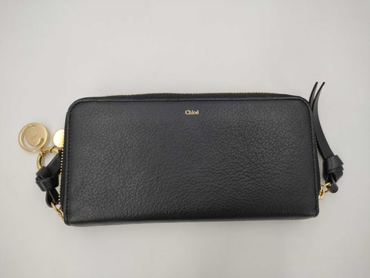 Chloe CH21WP706F57001 Leather Alphabet Long Zip Wallet in Black, with Box and Dust Bag