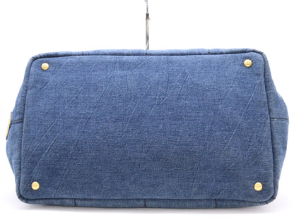 PRADA Denim Canapa Tote #L Blue Tote Bag