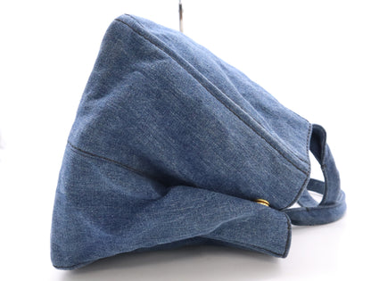 PRADA Denim Canapa Tote #L Blue Tote Bag