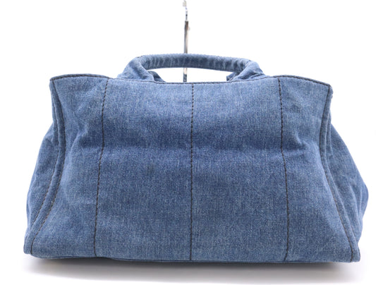 PRADA Denim Canapa Tote #L Blue Tote Bag