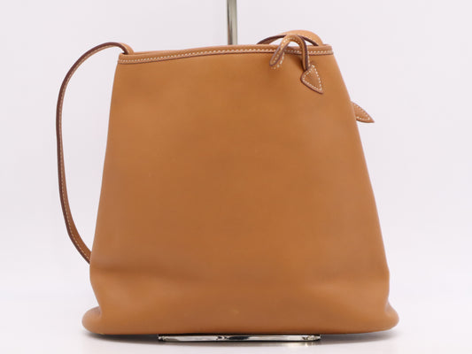 HERMES Leather Gazelle Shoulder Bag in Swift Leather, Orange, with Silver Hardware, □A Stamp, 1997