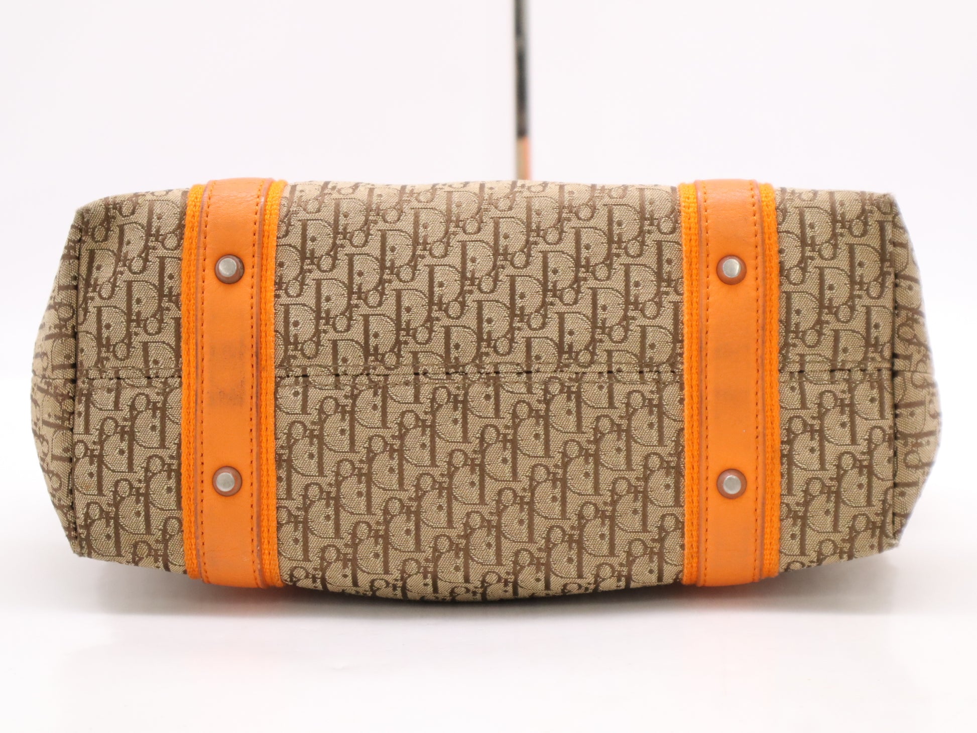 Dior Diorissimo Leather/Canvas Handbag in Orange with Silver Hardware