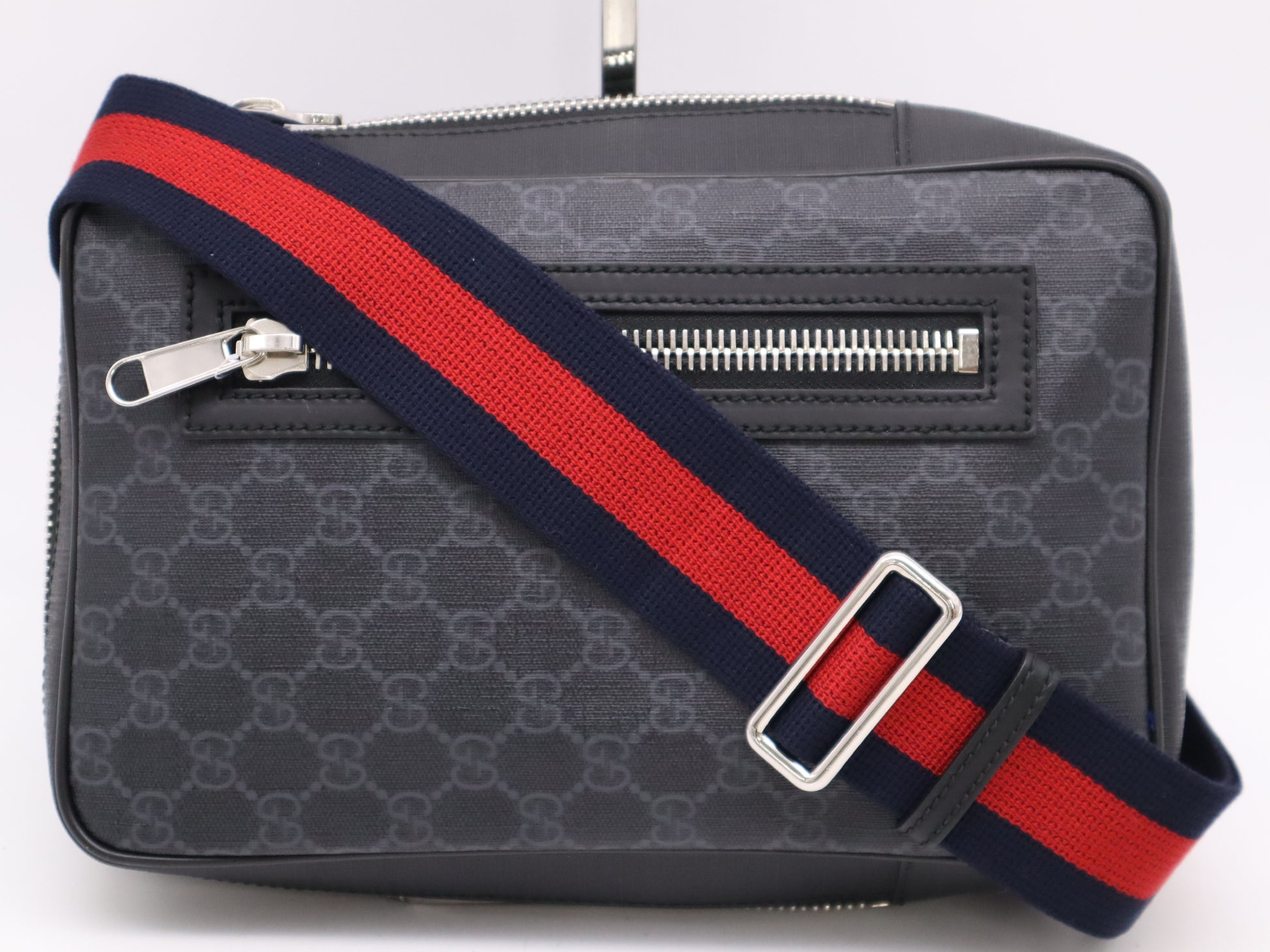 GUCCI 478325GG Supreme Body Bag Waist Belt Bag Black Red Waist Bag