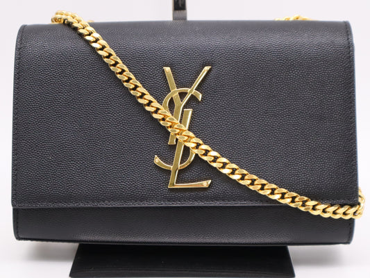 Yves Saint Laurent 469390 Leather Kate Small Chain Shoulder Bag in Black with GD Hardware