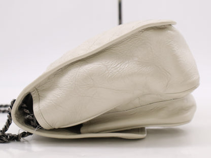 Yves Saint Laurent 498894 Vintage Leather Niki Medium Chain Shoulder Bag in White with Black Hardware