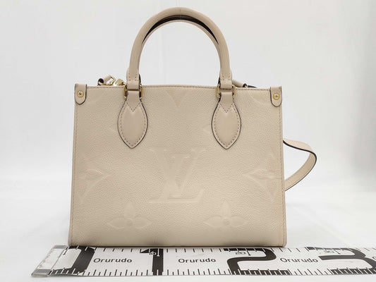 LOUIS VUITTON M46569 Empreinte Giant On the Go PM Crème with Shoulder Strap, RFID Verified Handbag