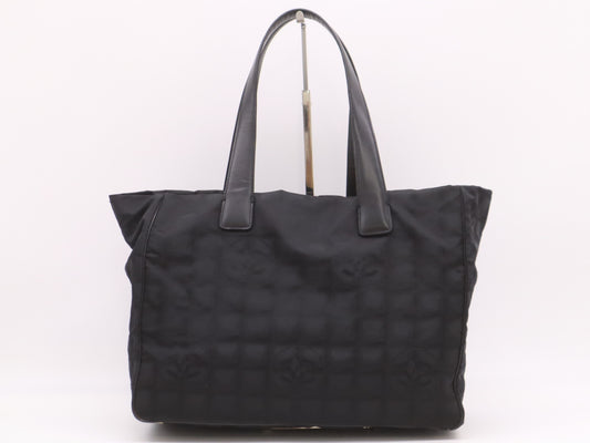 CHANEL A15991 Nylon x Leather New Travel Line Black Tote Bag