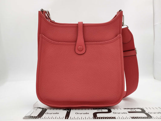 HERMES Leather Evelyne 3PM Shoulder Bag, Orange, Silver Hardware, Dust Bag Included, N Stamp, 2010