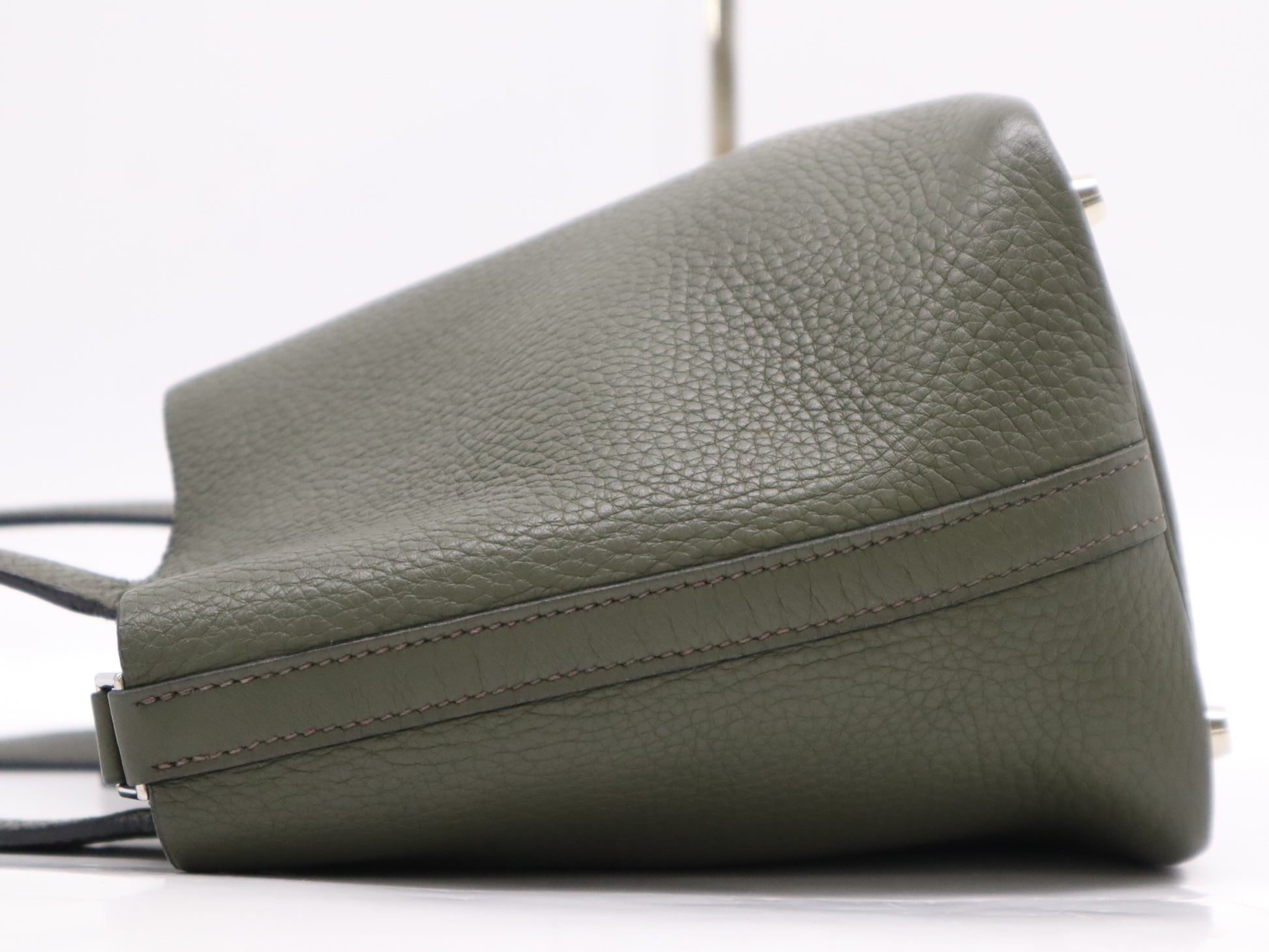 HERMES Taurillon Clémence Picotin PM Handbag, Green, F Stamp, 2002