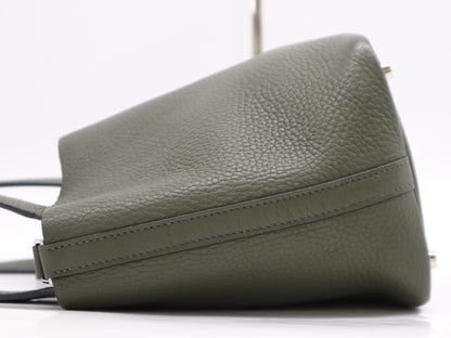 HERMES Taurillon Clémence Picotin PM Handbag, Green, F Stamp, 2002