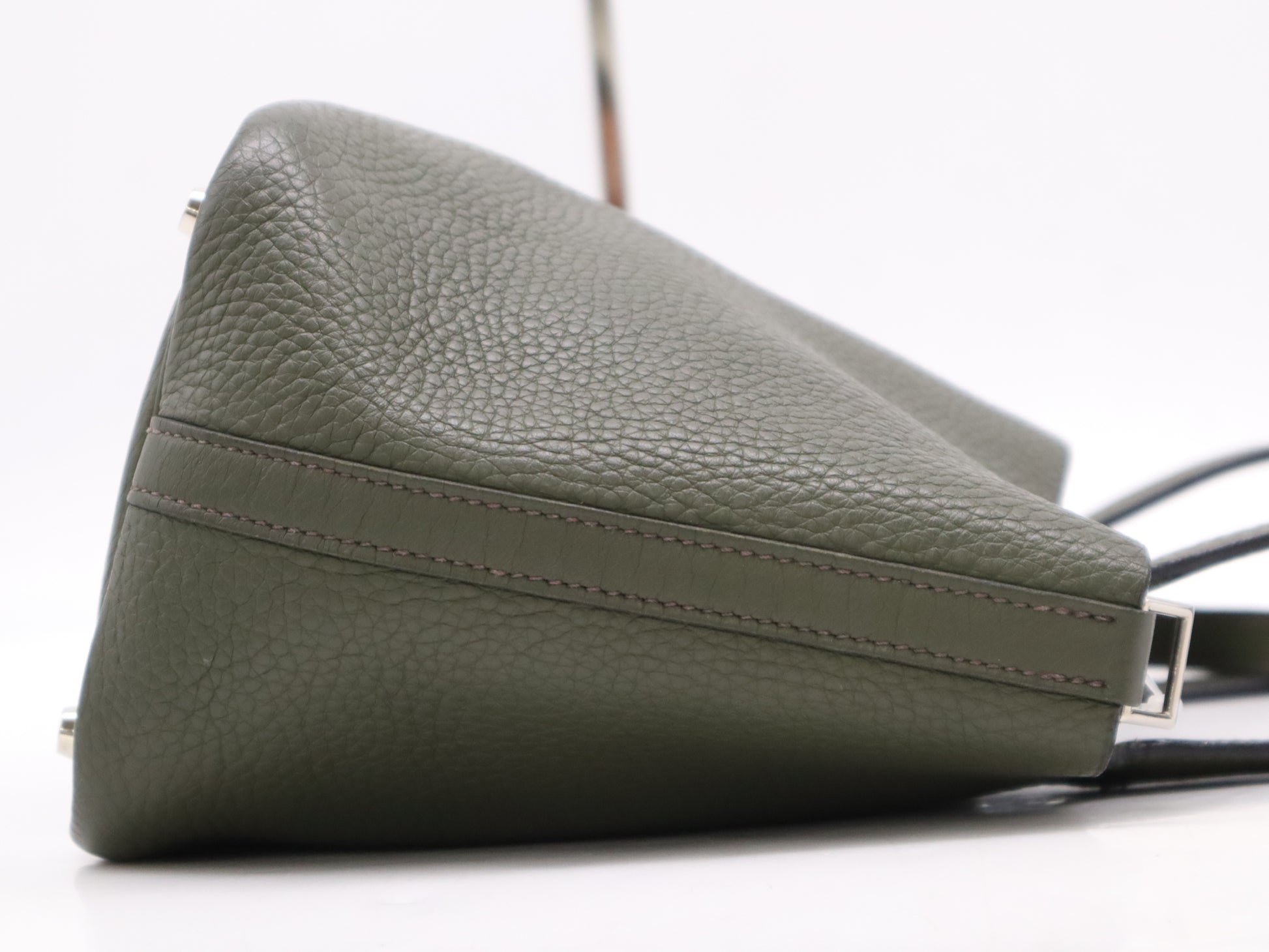 HERMES Taurillon Clémence Picotin PM Handbag, Green, F Stamp, 2002