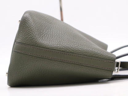 HERMES Taurillon Clémence Picotin PM Handbag, Green, F Stamp, 2002