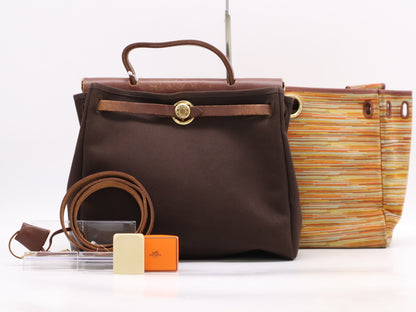 HERMES Leather Air Bag PM □F Stamp 2002 Comes with 2 Keys, Strap, Cloche, Spare Bag, Stopper, and Cleaning Eraser. Shoulder Bag