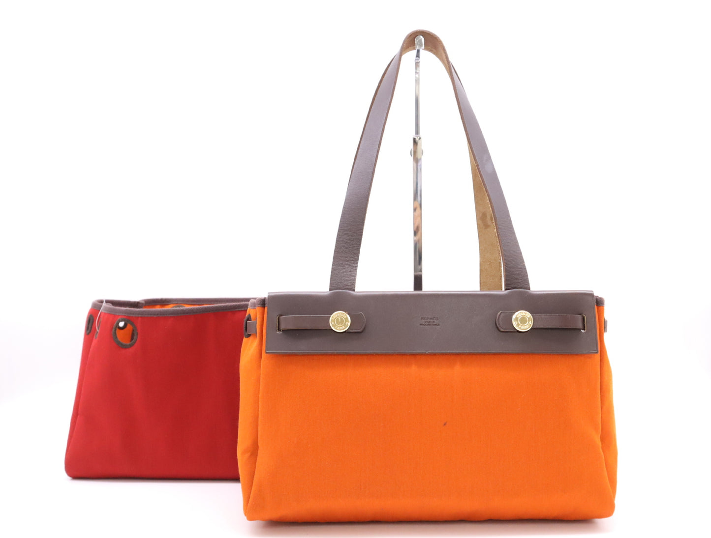 HERMES Leather Cabas Bag PM □I Stamp 2005 Tote Bag with Spare Bag