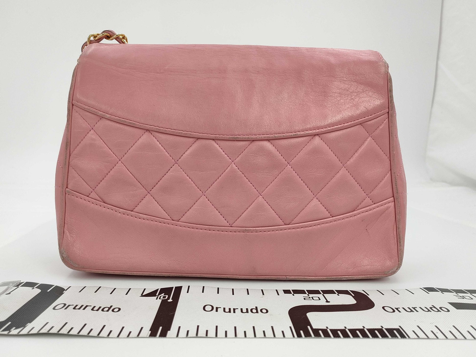 CHANEL Lambskin Matelasse 25 Shoulder Bag with Small Flap, Small Chain, Gold Hardware, Pink Seal, 1801184
