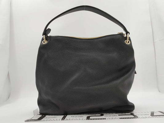 GUCCI 536194 Leather Soho Shoulder Bag in Black with GD Hardware