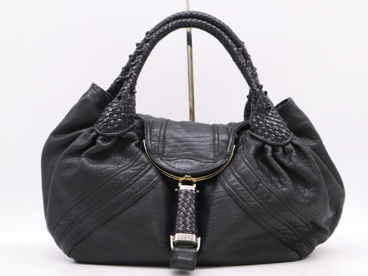 FENDI Leather Spy Bag Black Handbag