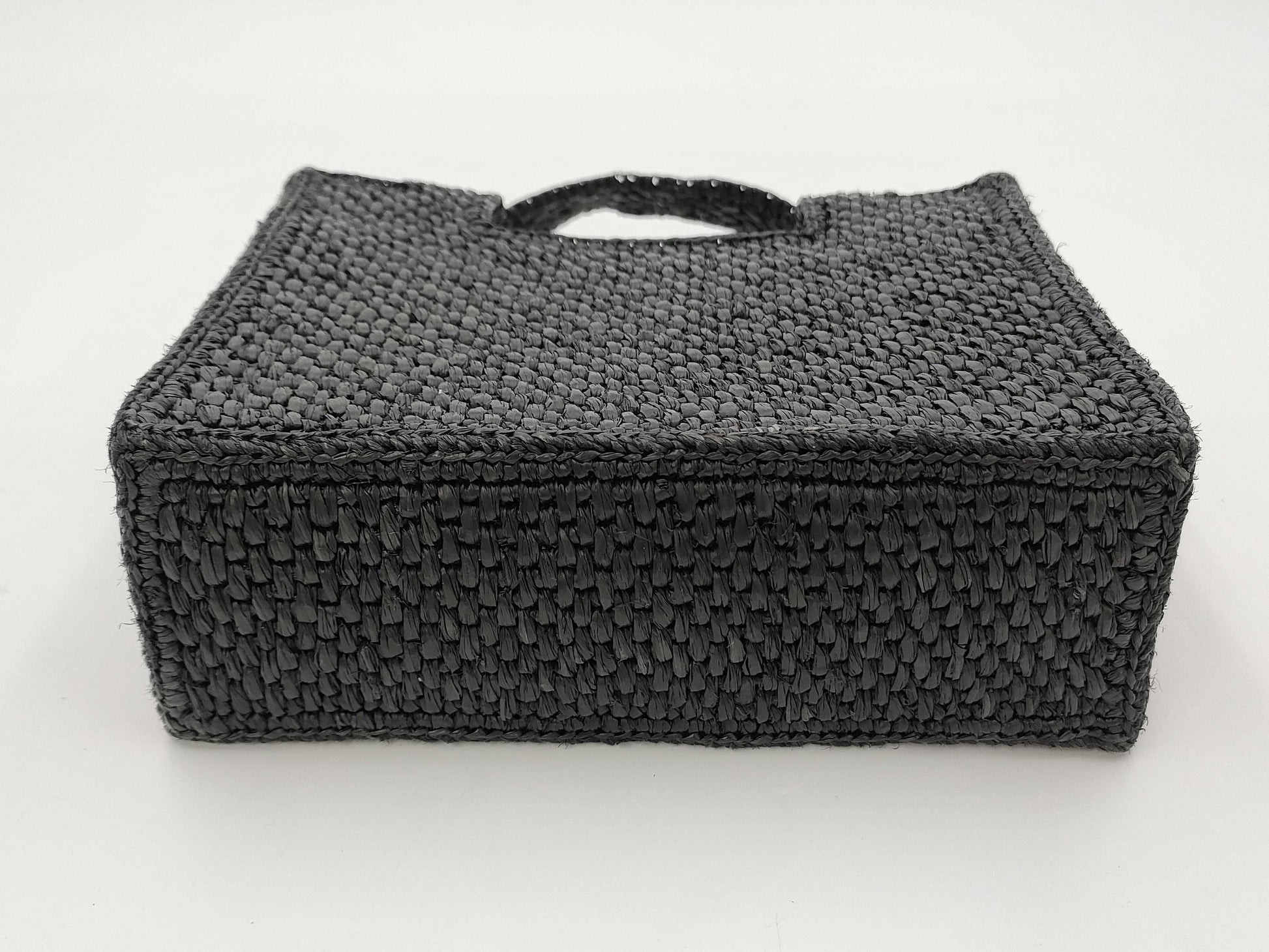 LOEWE Font 2-Way Tote Mini Raffia Black with Strap and Dust Bag