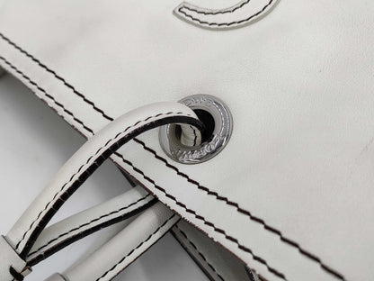 LOEWE Leather Anagram Logo Shopper Tote, Off-White, with Dust Bag
