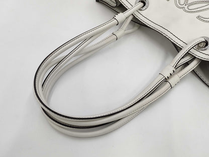 LOEWE Leather Anagram Logo Shopper Tote, Off-White, with Dust Bag