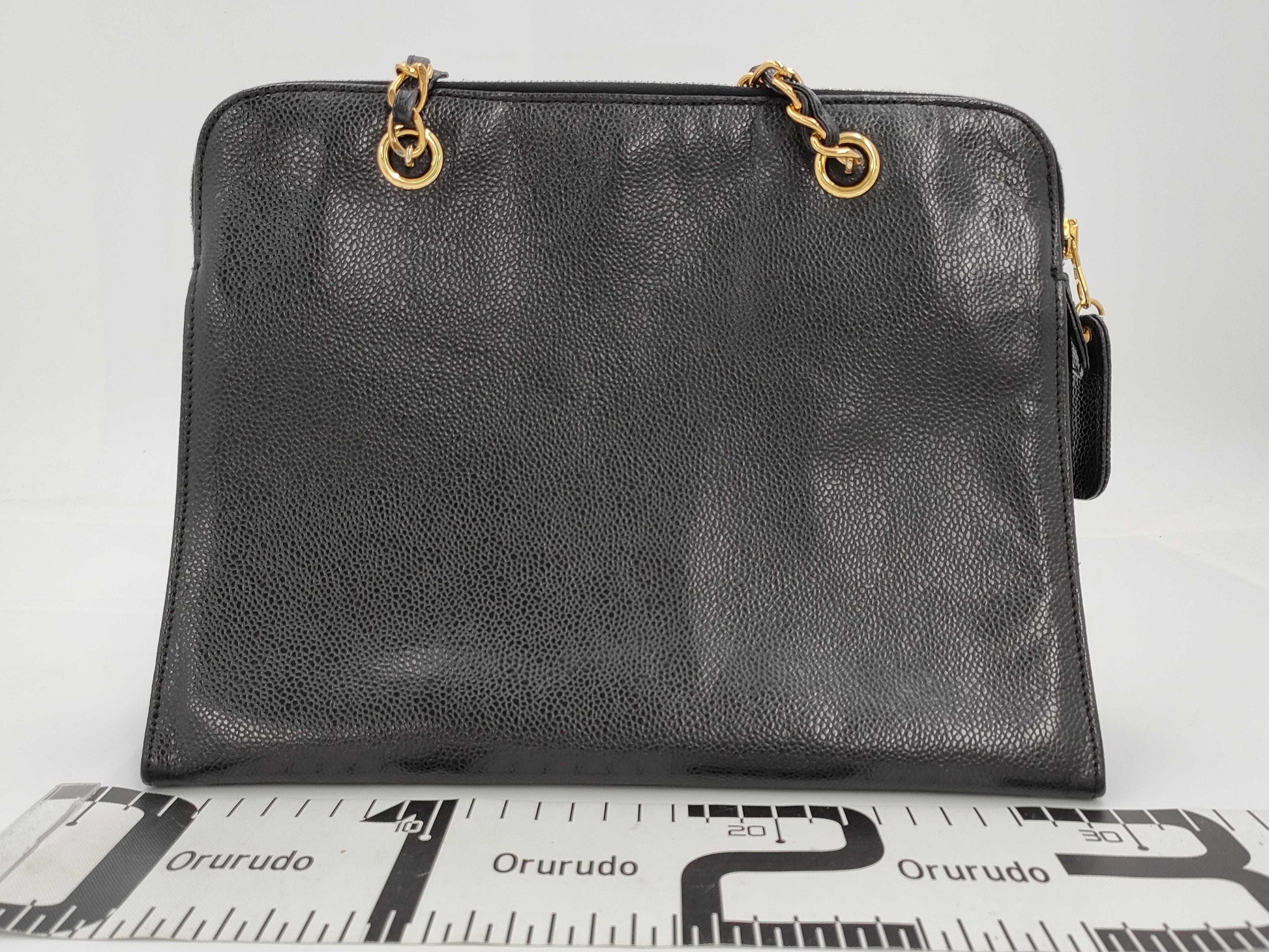 CHANEL Caviar Skin Chain Shoulder Bag with Coco Mark, GD Hardware, Black Seal, Card, 52844083, Card Included Tote Bag