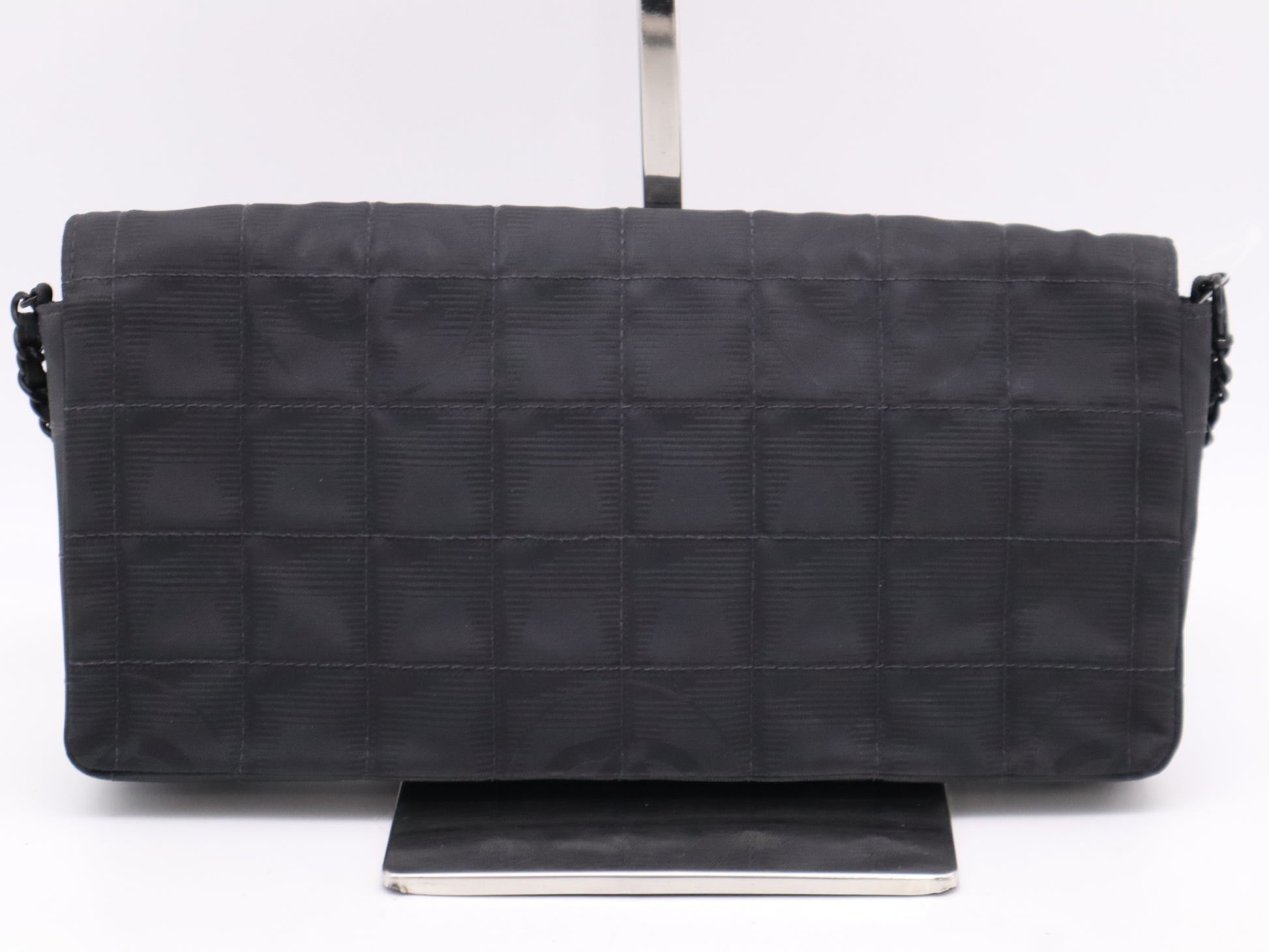CHANEL Canvas New Travel Line Chocolate Bar Chain Shoulder Bag Black Seal 6420912 Shoulder Bag