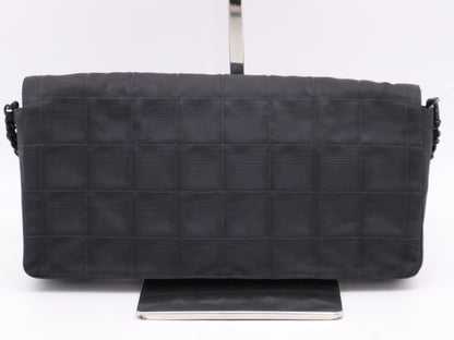 CHANEL Canvas New Travel Line Chocolate Bar Chain Shoulder Bag Black Seal 6420912 Shoulder Bag