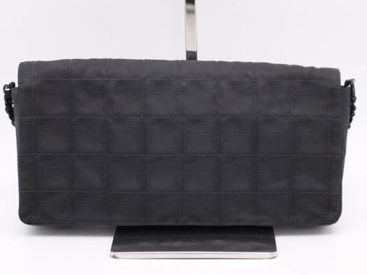 CHANEL Canvas New Travel Line Chocolate Bar Chain Shoulder Bag Black Seal 6420912 Shoulder Bag